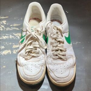 Nike white and green Air Force 1’s